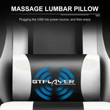 GTPLAYER Gaming Chair, Computer Chair with Footrest and Lumbar Support, Height Adjustable Game Chair with 360°-Swivel Seat and Headrest and for Office or Gaming (Snow White)